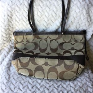 Beige canvas Coach purse